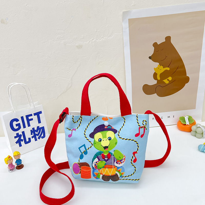 New Children's Canvas Bag Shoulder Cute Cartoon Children's Messenger Bag Korean Style Girl's Small Cloth Bag Little Girl's Bag