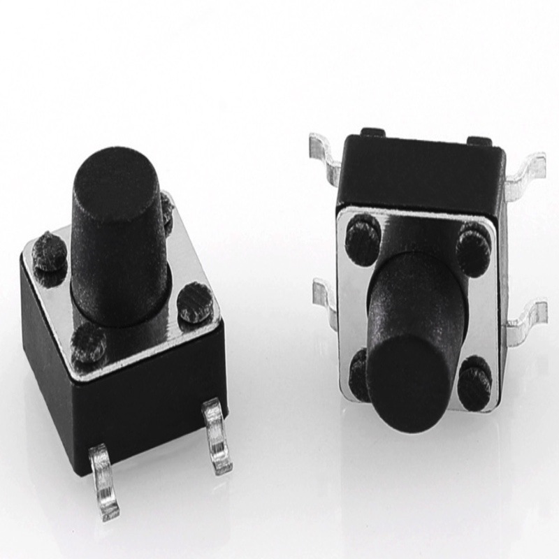 体温枪开关6*6轻触开关直插微动按键开关四脚不锈钢弹片铜脚