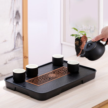 新品简约茶盘乌金石头储水日式干泡盘家用茶海茶台沥水托盘定制