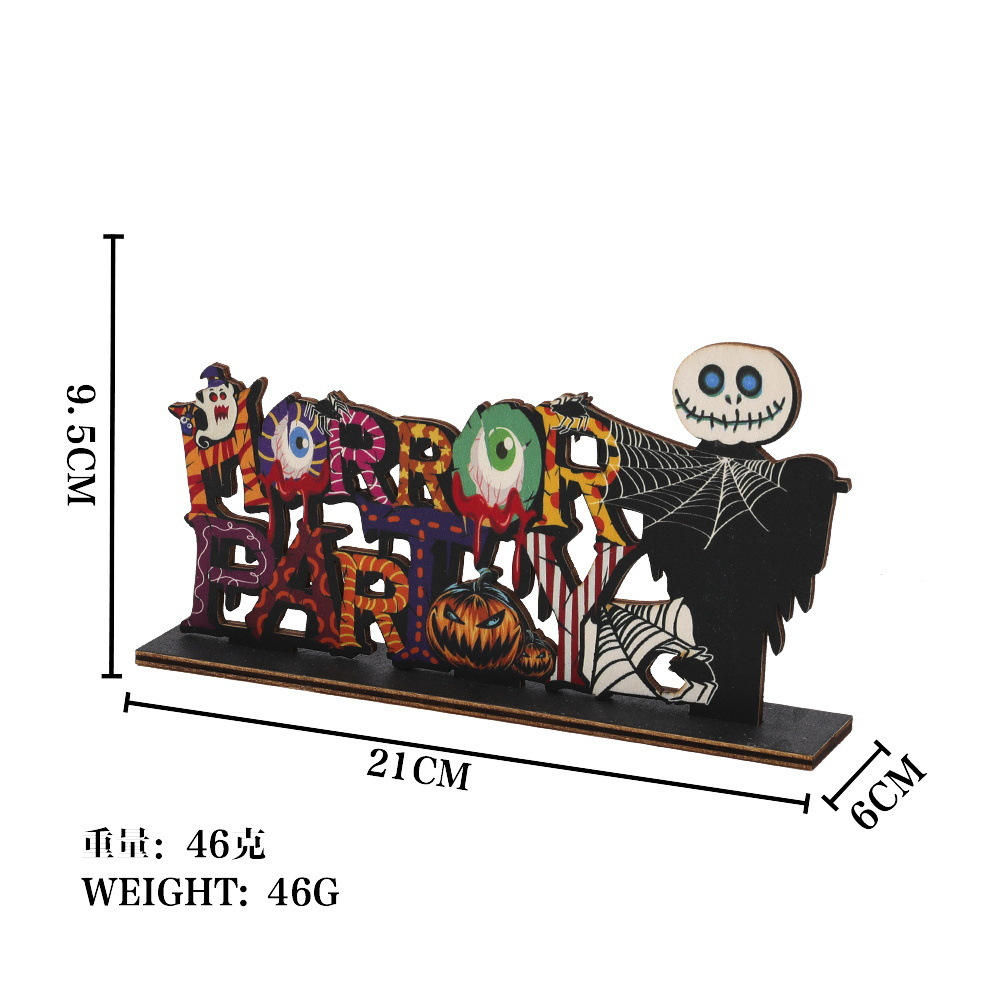 Halloween Wooden Decoration Party Bar Front Desk Wansheng Decoration Atmosphere Layout Supplies Desktop Decoration