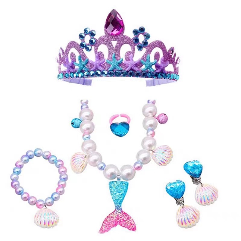 Children's Birthday Crown Mermaid Tail Jewelry Girls' Princess Crown Hair Accessories