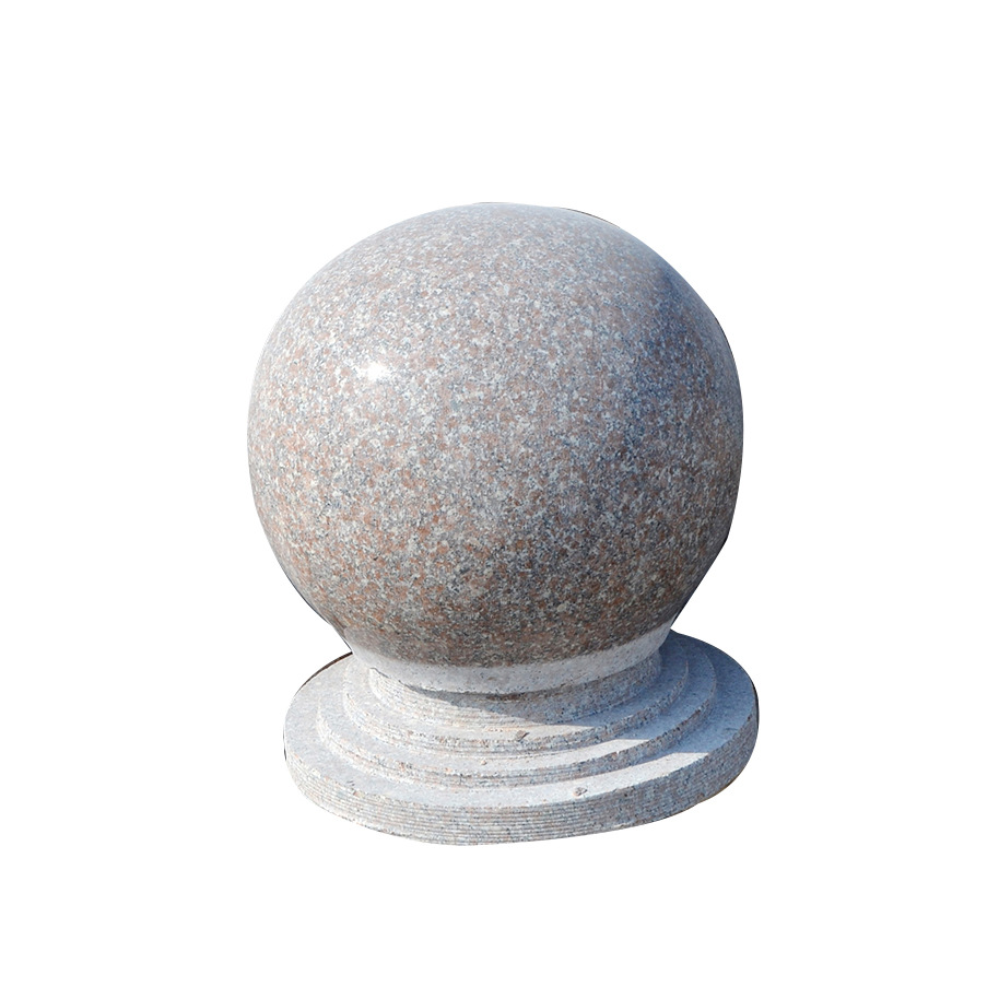 五莲红挡车石球 花岗岩石材圆球光面挡车球广场停车场障碍石球