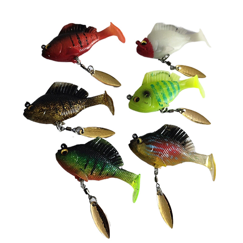 工厂批发二代跳跳鱼包铅鱼2024新款仿生软鱼隐藏式鱼钩带旋转亮片