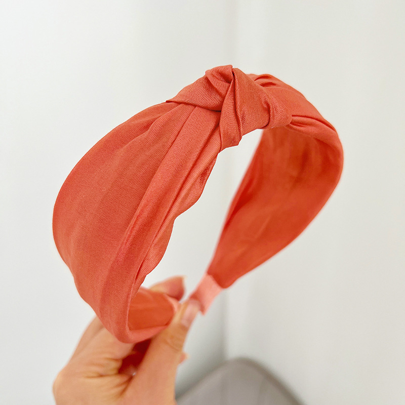 Spring and Summer Korean Style Solid Color Wide Brim Retro Headband Fabric Knotted Color Matching Head Hoop Cross Versatile Headband Hair Accessories Wholesale