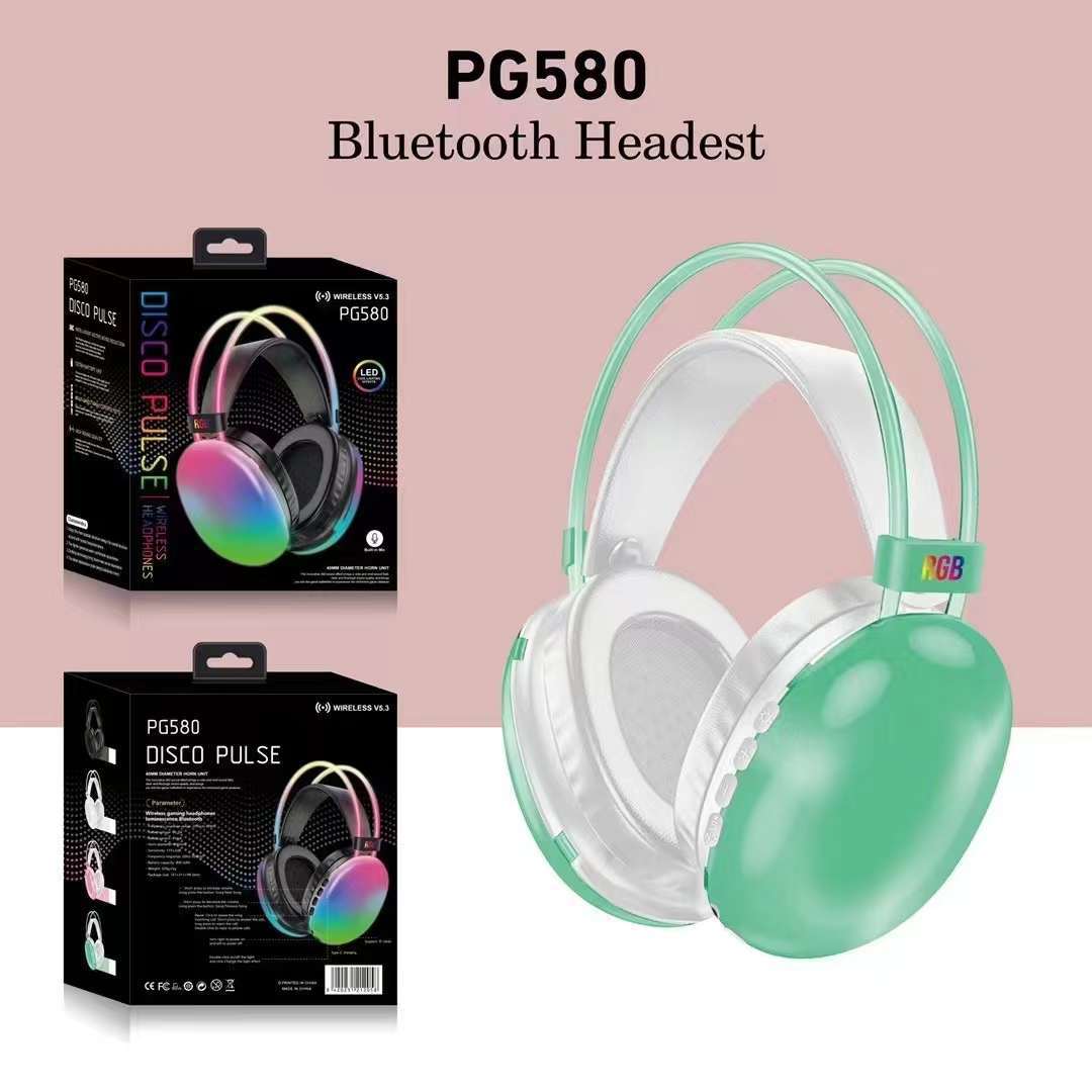 Cross-Border New Pg580 Headset Bluetooth Headset Rgb Colorful Light 800 MA Large Capacity Long Endurance Headset
