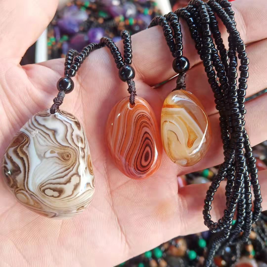 玛瑙原石吊坠缠丝玛瑙挂件毛衣链项链男女情侣款原石奇石装饰