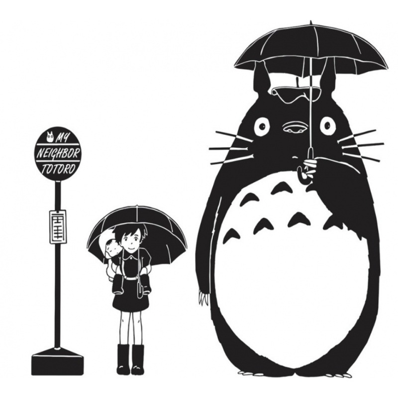 日本动漫角色 动画片打伞的龙猫 和 小朋友图案 装饰精装饰墙贴