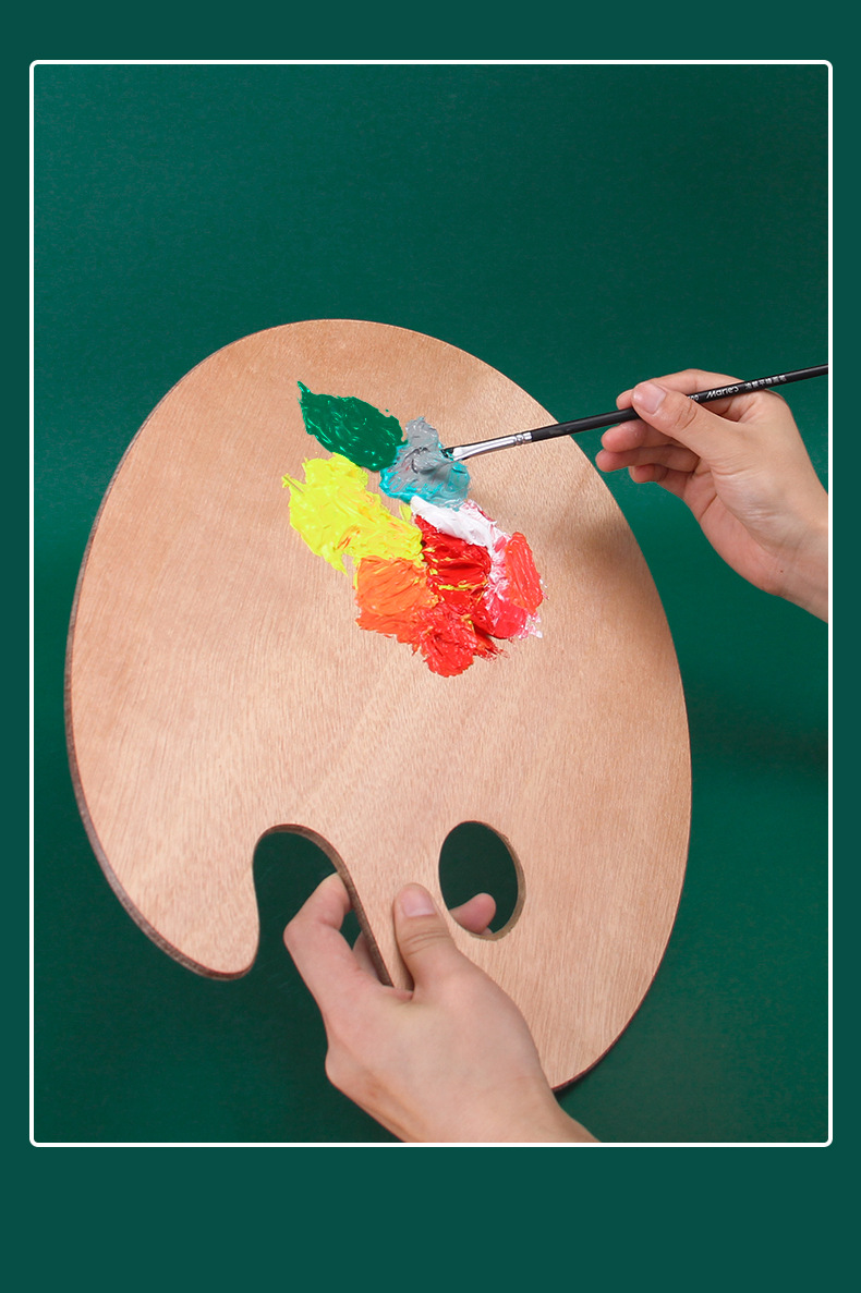 油画调色板美术生专用椭圆形木质水粉调色封油油画板大号调色盘