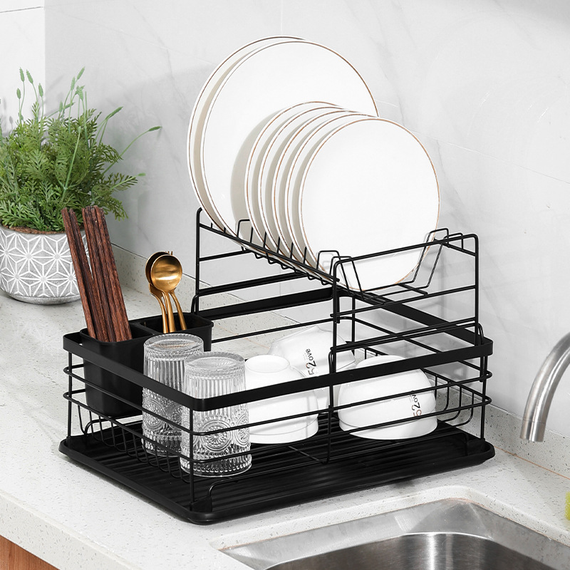 custom home kitchen storage drain rack japanese-style iron double-layer knife dish rack metal storage rack