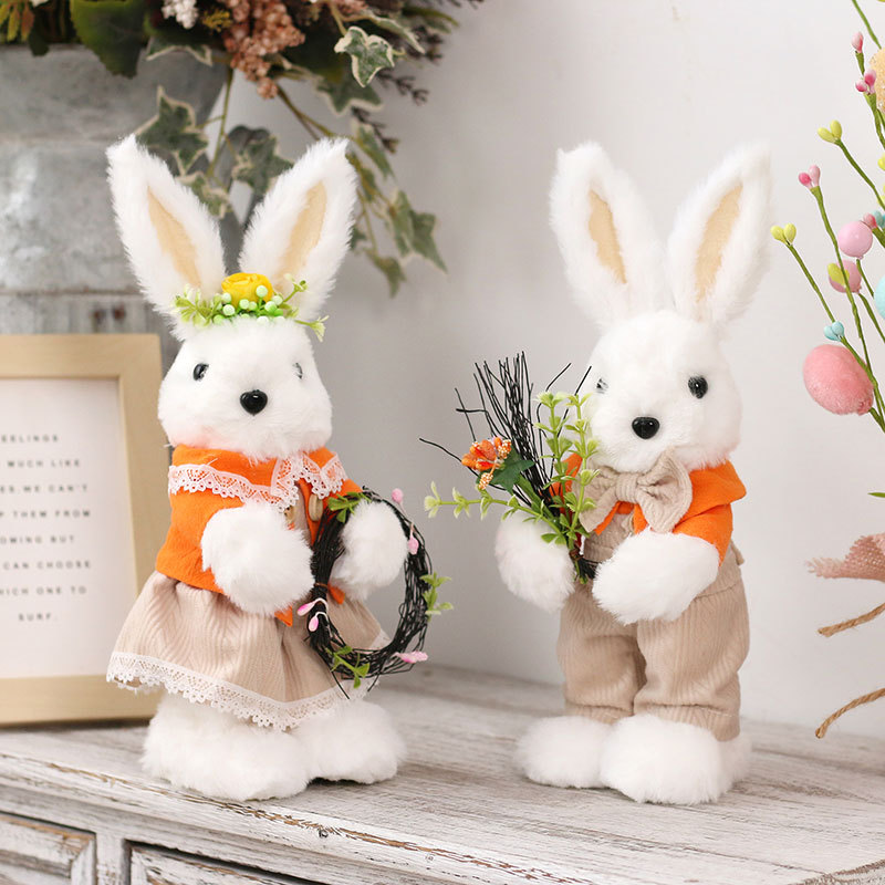 Cross-Border Easter Decorations Ins Cute Plush Easter Rabbit Decoration Doll Home Desktop Decoration