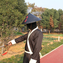 舞蹈大檐竹编斗笠帽侠客帽子蓑衣帽青年拍摄大檐舞台锥形竹帽