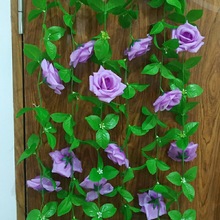 挂墙假花玫瑰花藤室内落水管遮拦电线缠绕拉花塑料拉花长藤长条花