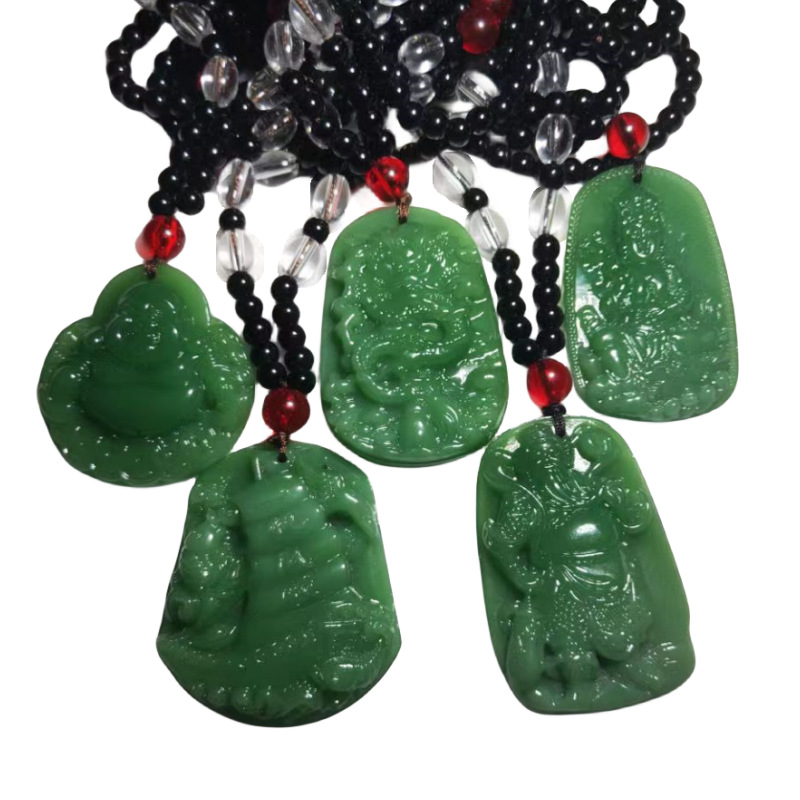 新款春夏秋冬长款毛衣链仿黑曜石观音佛琉璃挂件男女项链仿玉吊坠