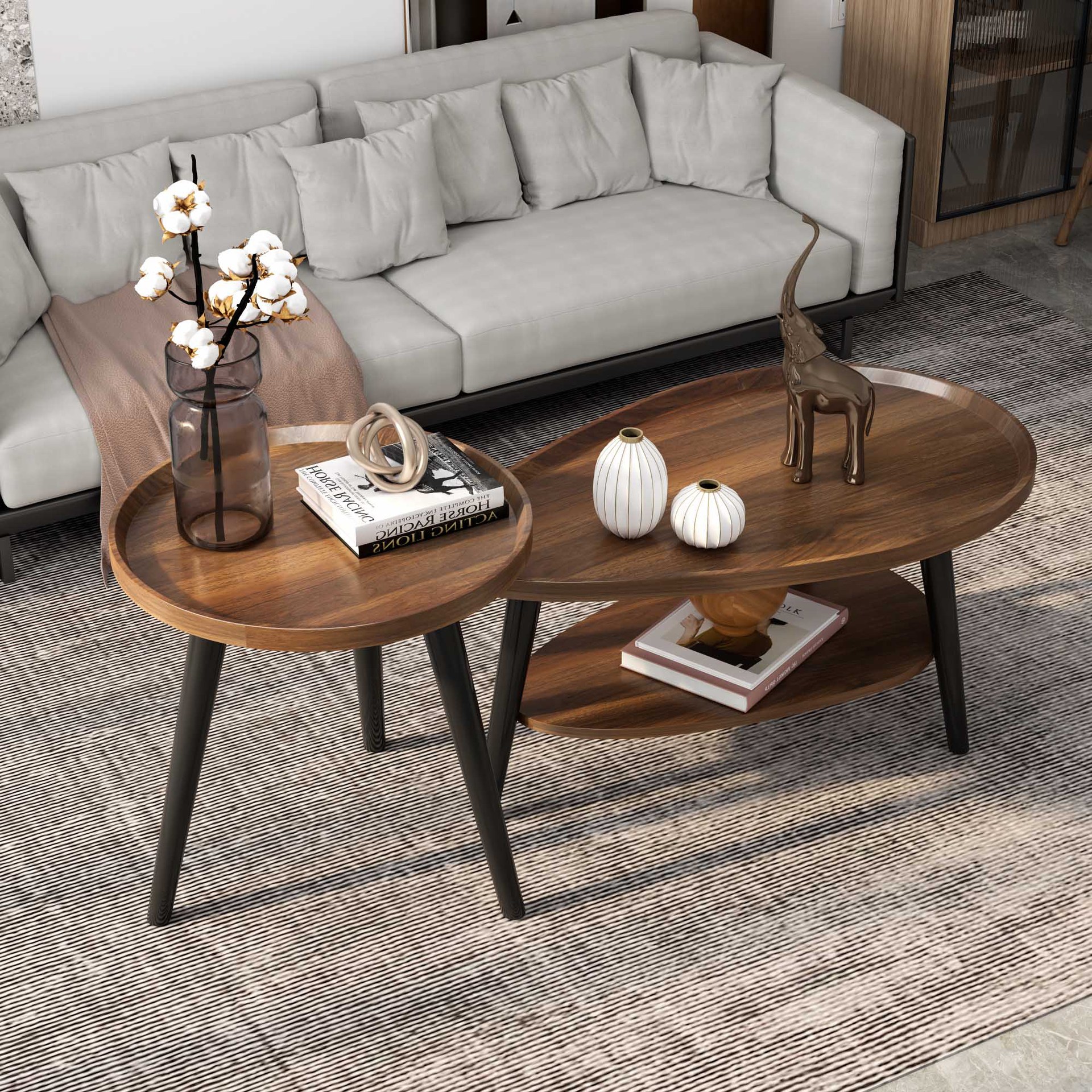 茶几客厅家用北欧轻奢小户型现代简约沙发茶台圆形茶桌极简组合