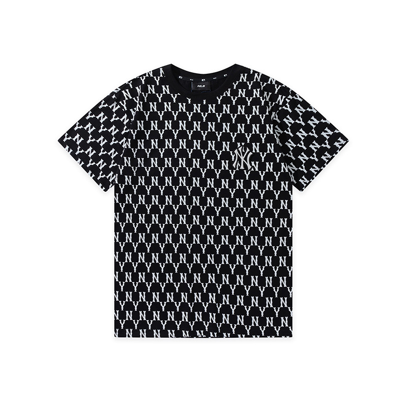 潮牌mlb春夏款高版本老花满印短袖yn洋基队男女情侣款休闲运动t恤