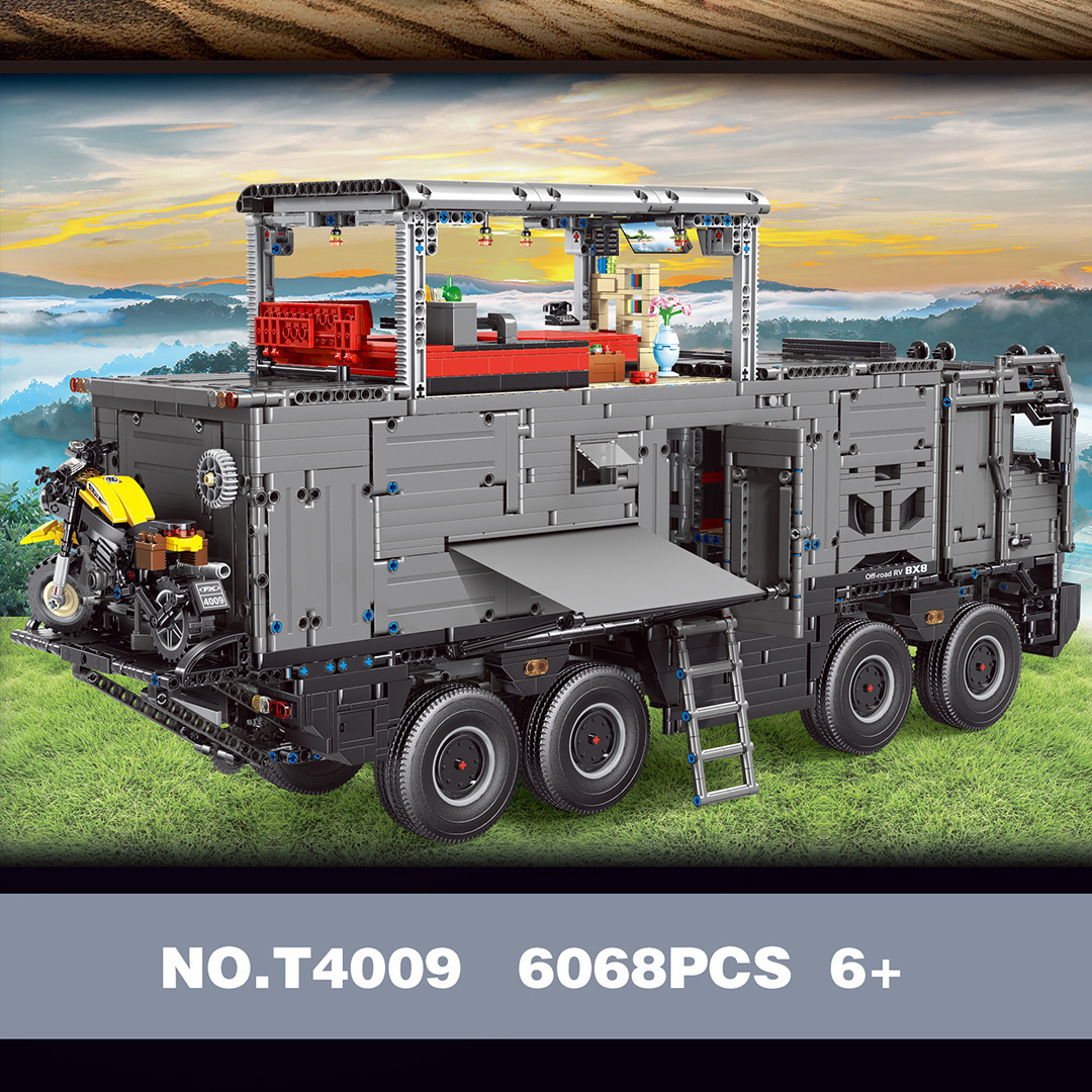 泰高乐t4009阿莫迪罗房车8x8遥控电动模型益智拼装小颗粒积木