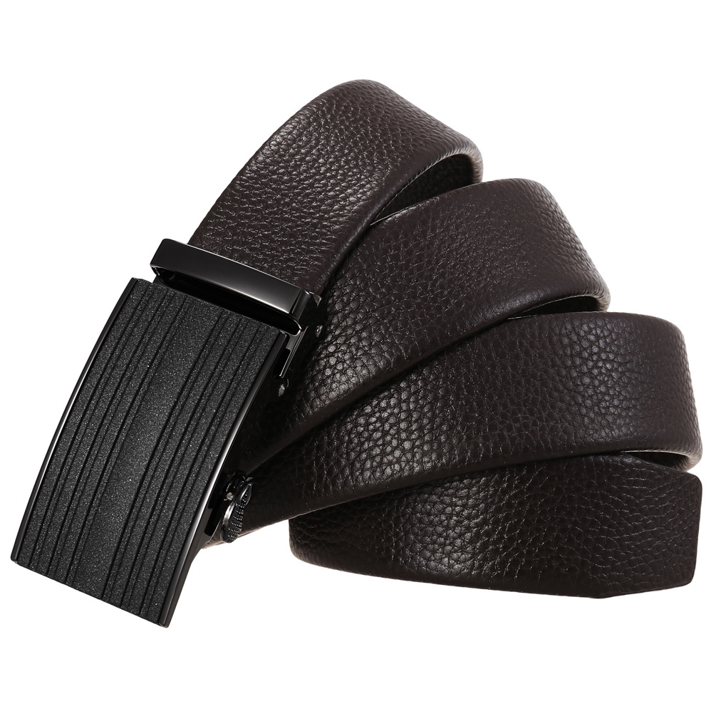 新款男士头层牛皮皮带自动扣腰带 耐用包边牛皮腰带代发c0845-5