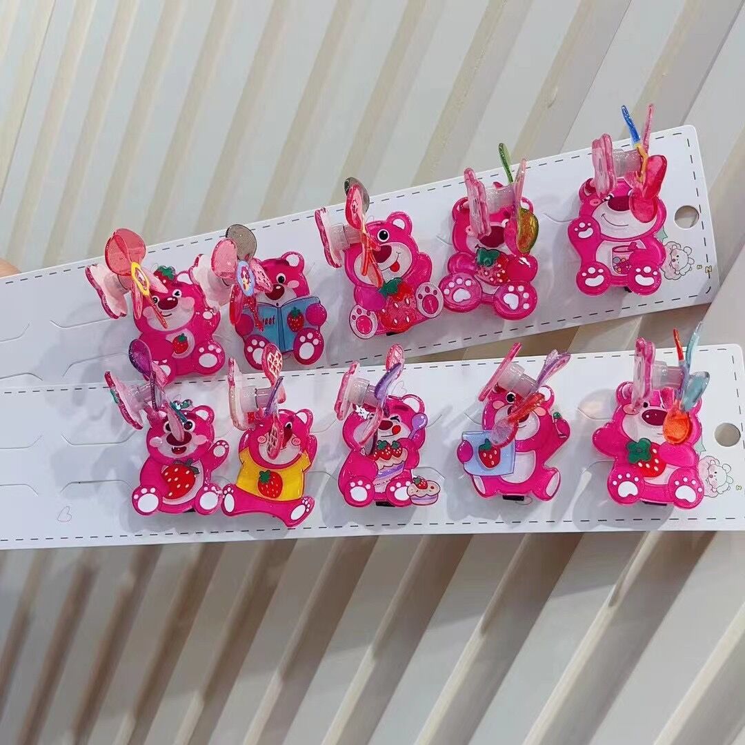 Pink Cute Cat Windmill Pressure Clip Swing Side Clip Korean Style Children's Hair Accessories Hairpin Acrylic Bangs Clip Rotating