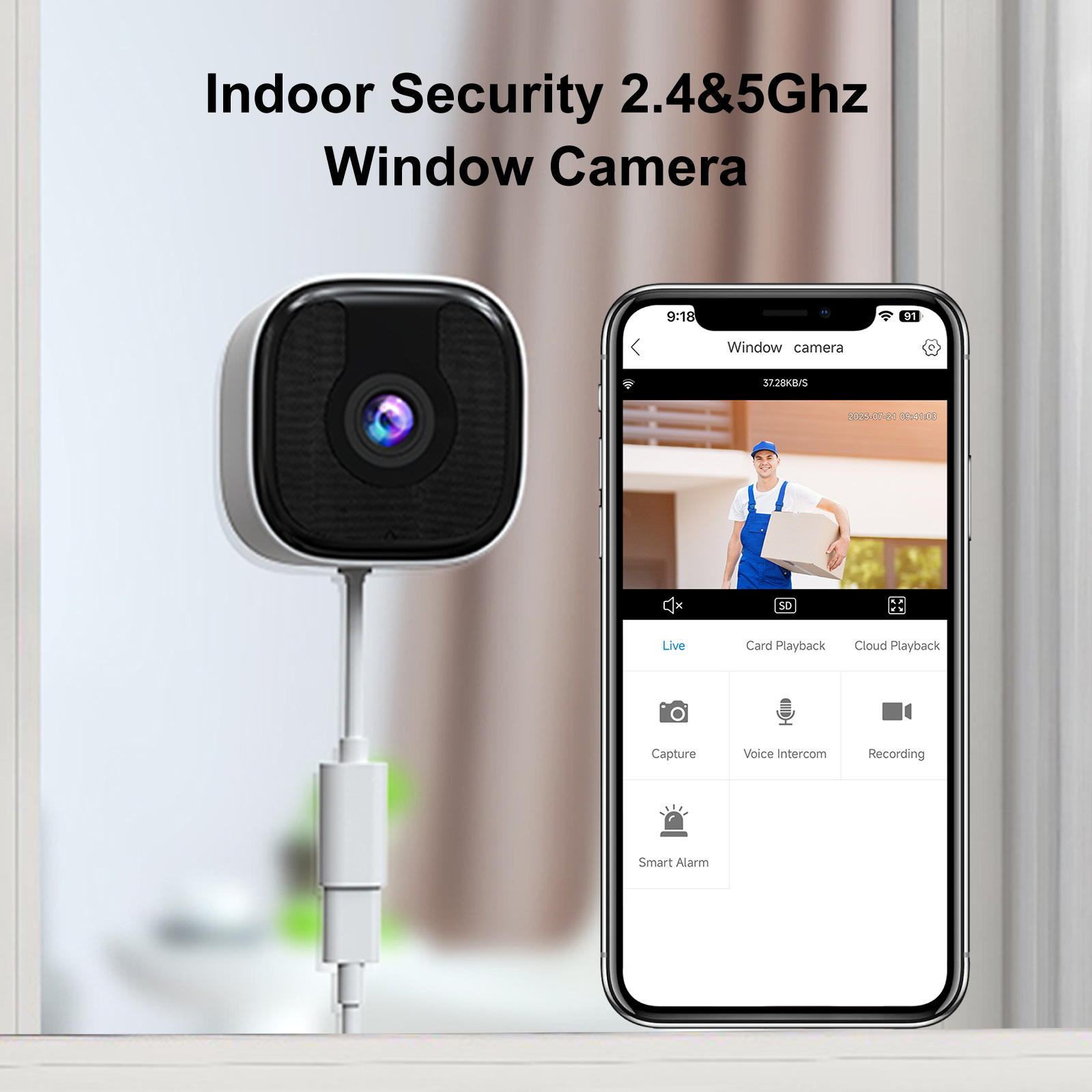 黑光窗户摄像头家用全彩夜视监控跨境爆款window camera2