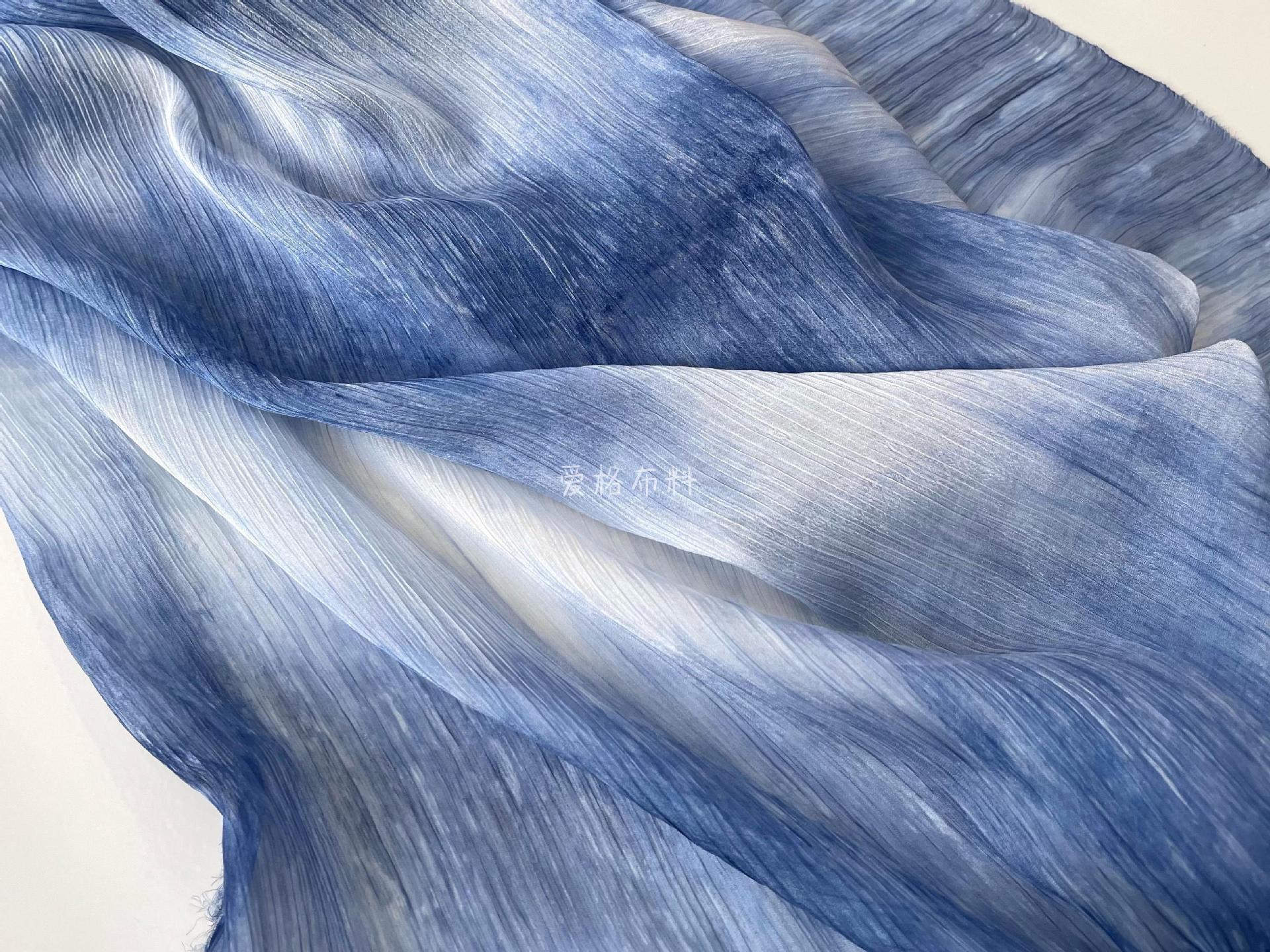 半春夏雪纺双纺雪面料扎染衬衫披肩夏布绉防晒布料汉服轻薄扎染布