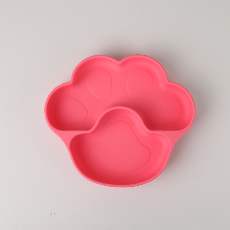 New Product Best-Selling Baby Silicone Hand-Shaped Brush Dinner Plate Large Suction Cup Separated Platinum Dinner Plate Feeding Children's Tableware Set