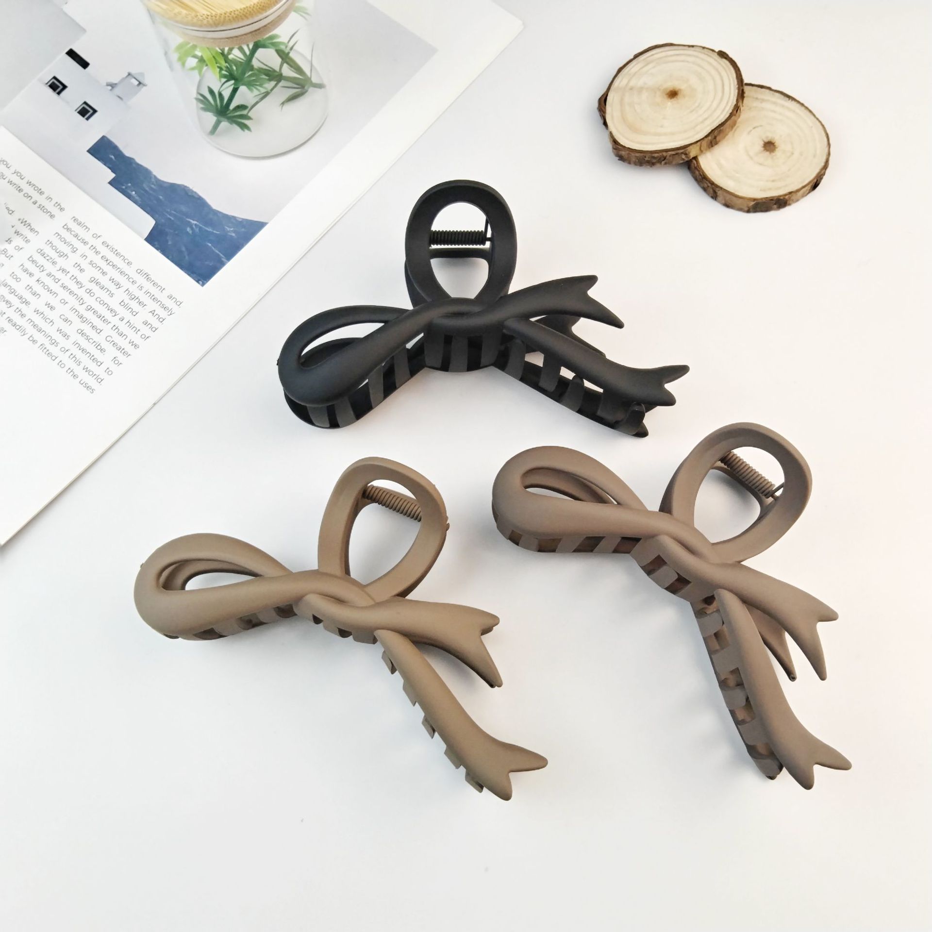 13cm蝴蝶结抓夹女感大号发夹后脑勺鲨鱼夹子头饰发卡bowknotribbo