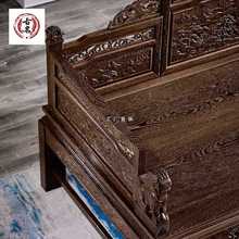 HF2X红木家具非洲鸡翅木明清仿古中式罗汉床实木卯榫雕花三件套床