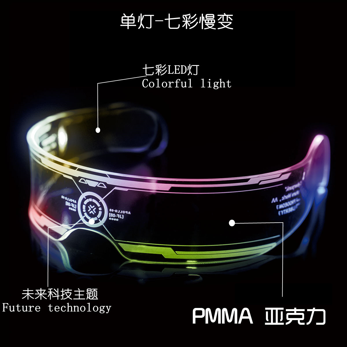 Led Goggles Live Broadcast Similar Glasses Square Hot Sale Flash Toys Disco Dancing Atmosphere Glowing