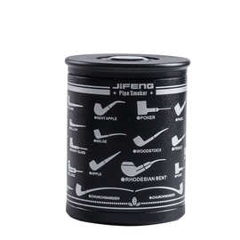 季风烟斗烟丝罐保湿罐大容量存储罐带湿度表保湿片金属黑色男