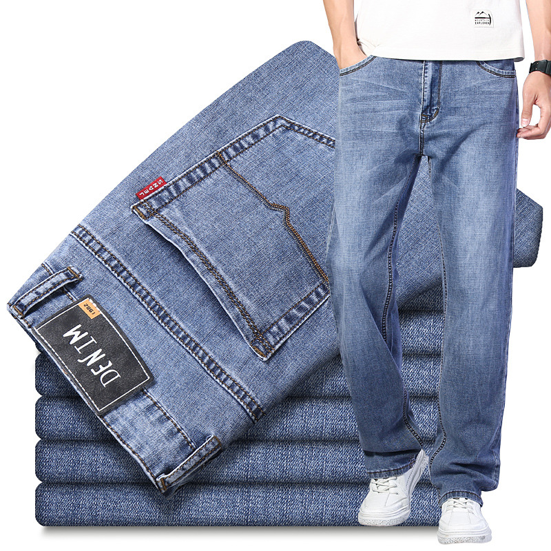 Men's Pants Foreign Trade Autumn and Winter Jeans Men's Loose Wide Leg Size Stretch Casual Business Jeans Trousers Live Wholesale