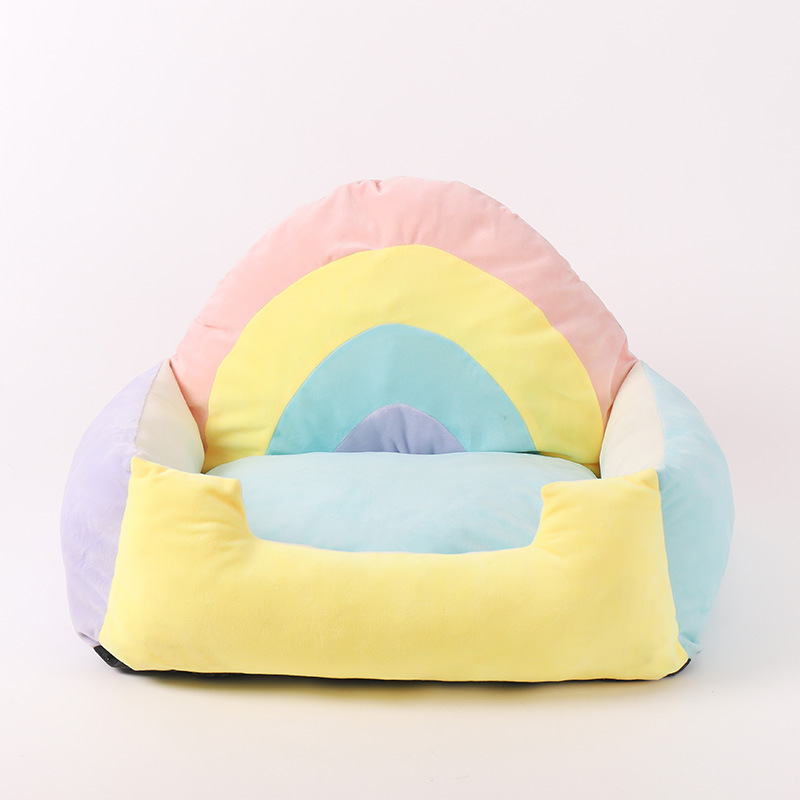 New Rainbow Cat Nest Cat Sofa Four Seasons Available Soft and Comfortable Small and Medium-Sized Dogs Kennel Pet Supplies