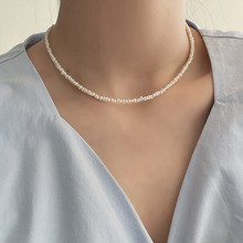 韩国小众设计感小米粒天然淡水珍珠项链女极细百搭叠戴锁骨链短链