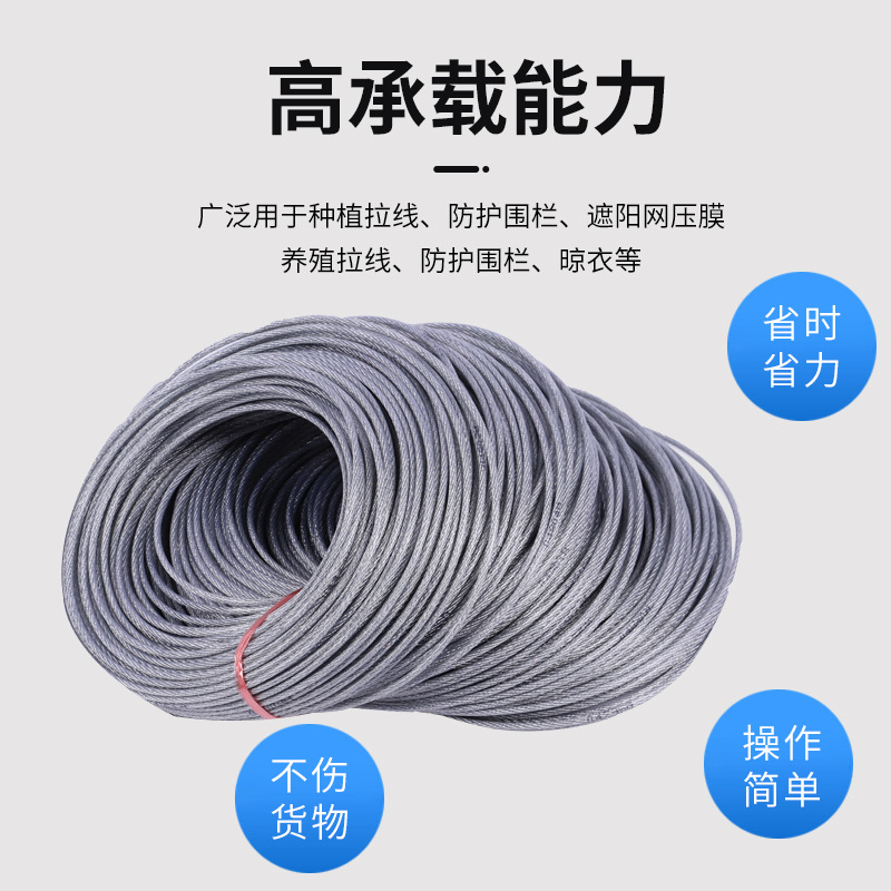 Factory Wholesale Glossy Galvanized Steel Wire Rope Plastic Coated Crane Steel Wire Rope Autocrane Tower Crane Galvanized Steel Wire Rope