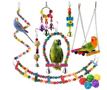 鹦鹉啃咬玩具 鸟玩具秋千云梯 悬梯套装  彩色随机搭配