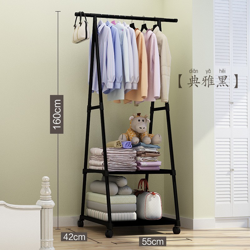 Simple Clothes Hanger Coat Rack Floor Hanger Triangle Folding Bedroom and Household Pannier Bag Clothes Hanger 0819