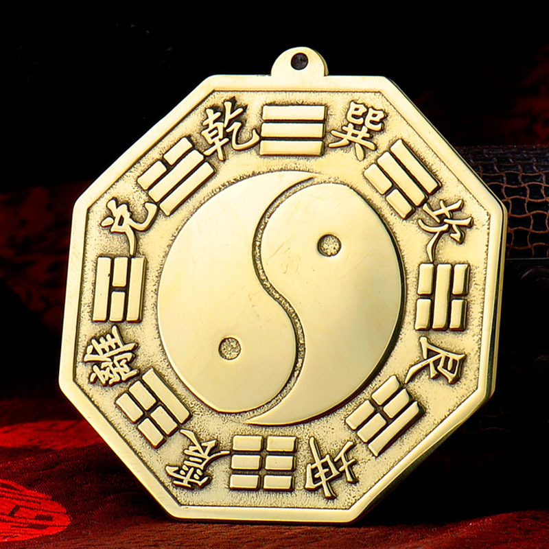 纯铜八卦镜凸镜凹镜家用门口挂件随身阴阳九宫太极镜图家居摆件
