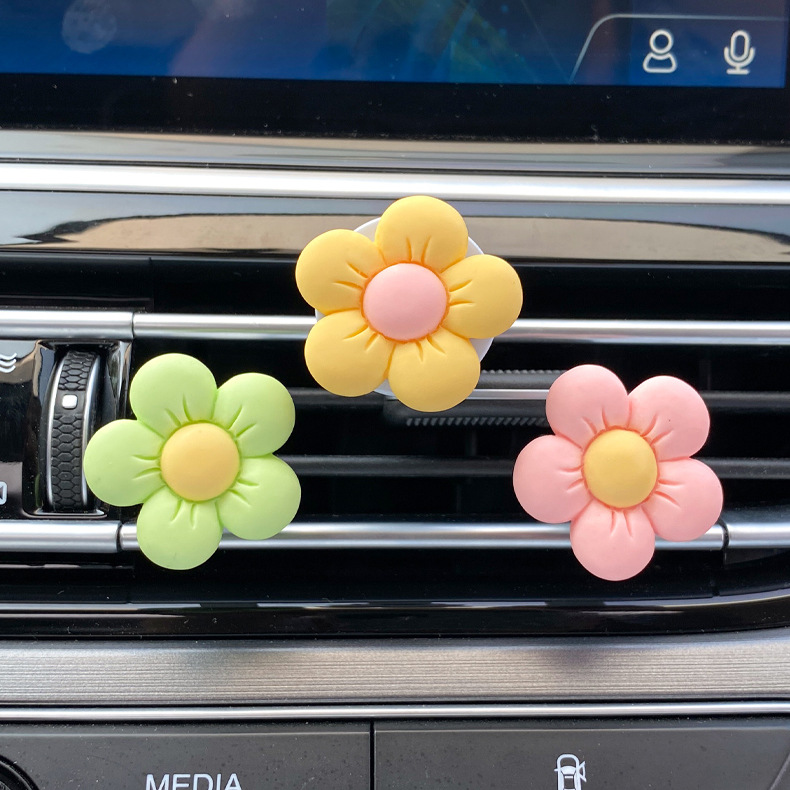 Car Aromatherapy Vent Jasmine Scented Green Tea Car Perfume Cute Xuan Ya Small Flower Orange Blue Purple Car Interior Decoration Aromatherapy