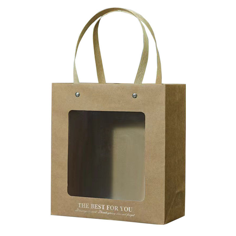 Transparent Handbag High-Grade Window Gift Bag Gift Bag Creative Orange Wedding Flower Bag Towel with Handbag