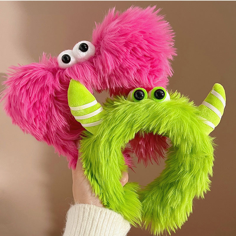 毛绒怪兽发箍秋冬洗脸用压发女韩版发捆发带甜美防滑头箍发卡头饰