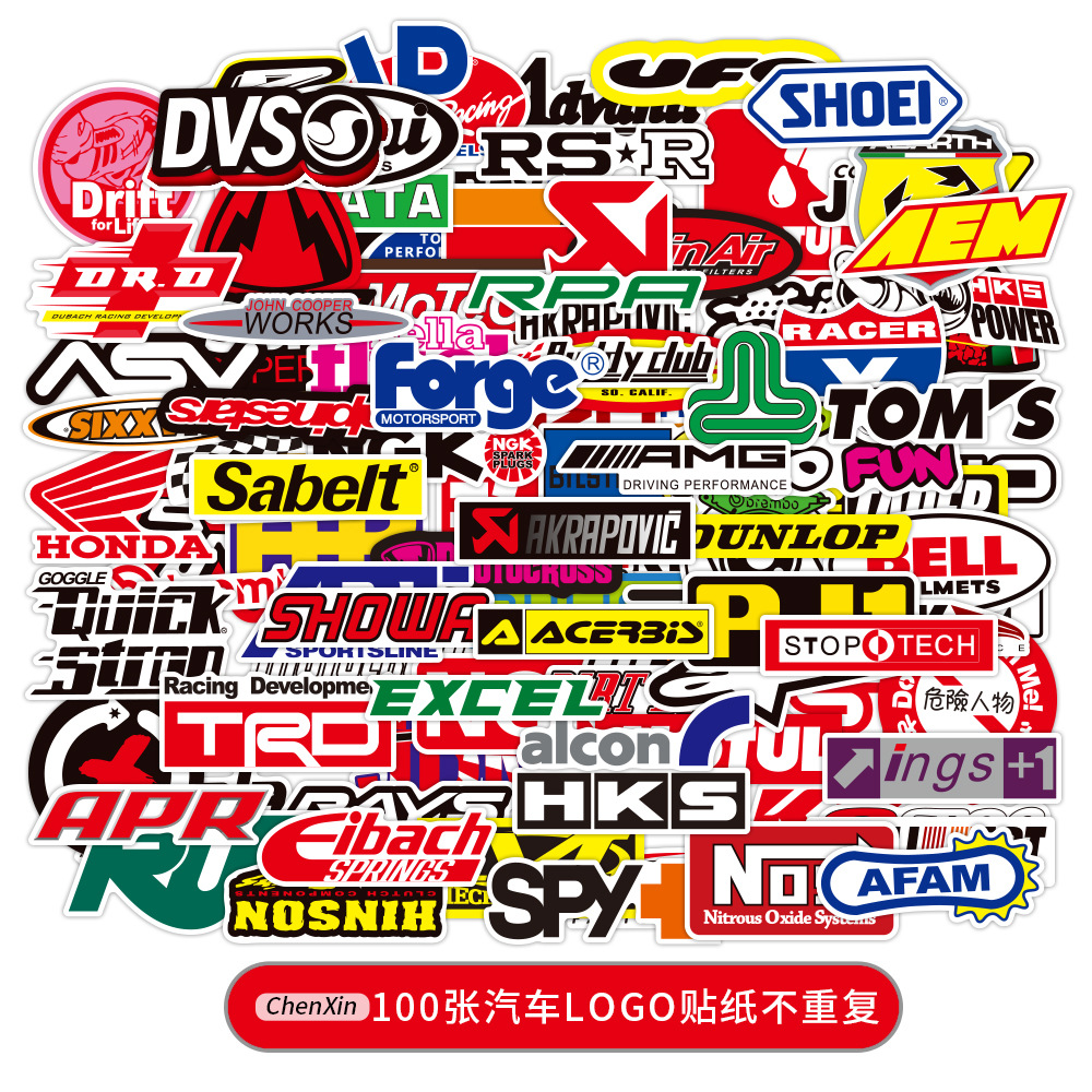 100张摩托jdm涂鸦贴纸 行李箱滑板测冰箱笔记本电脑贴纸防水贴画