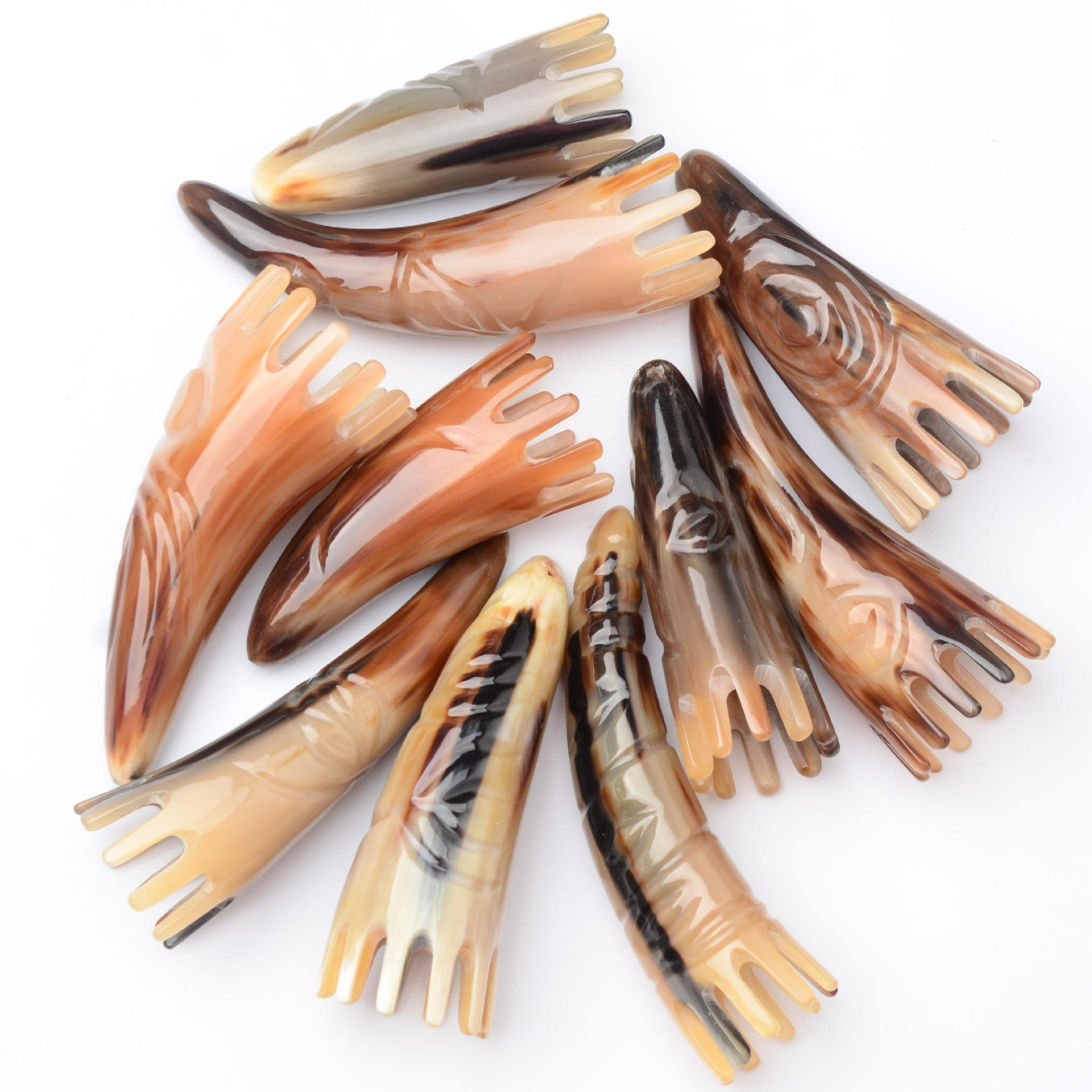 牦牛角梳洗头按摩点穴梳子头皮家用大齿宽齿天然纯头疗经络梳