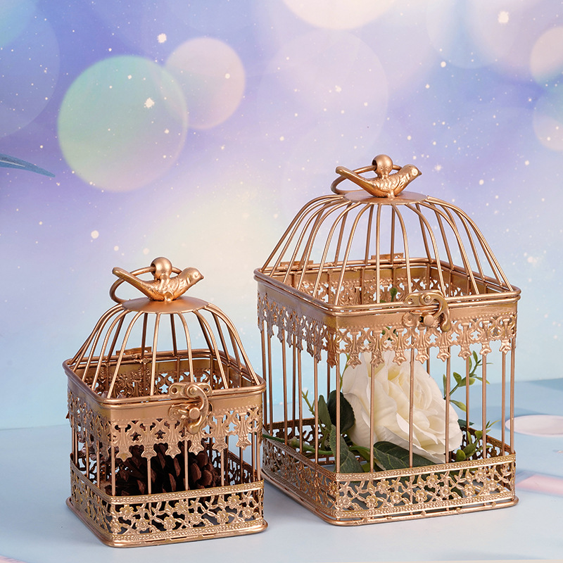 Bird Cage Storage Rack Decoration Geometric Iron Crafts Hollow Pattern Creative Home Decoration in Stock