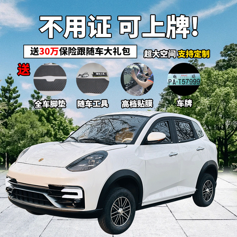 四轮电动车老头乐家用小型代步车新能源电瓶新款全封闭四轮电动车