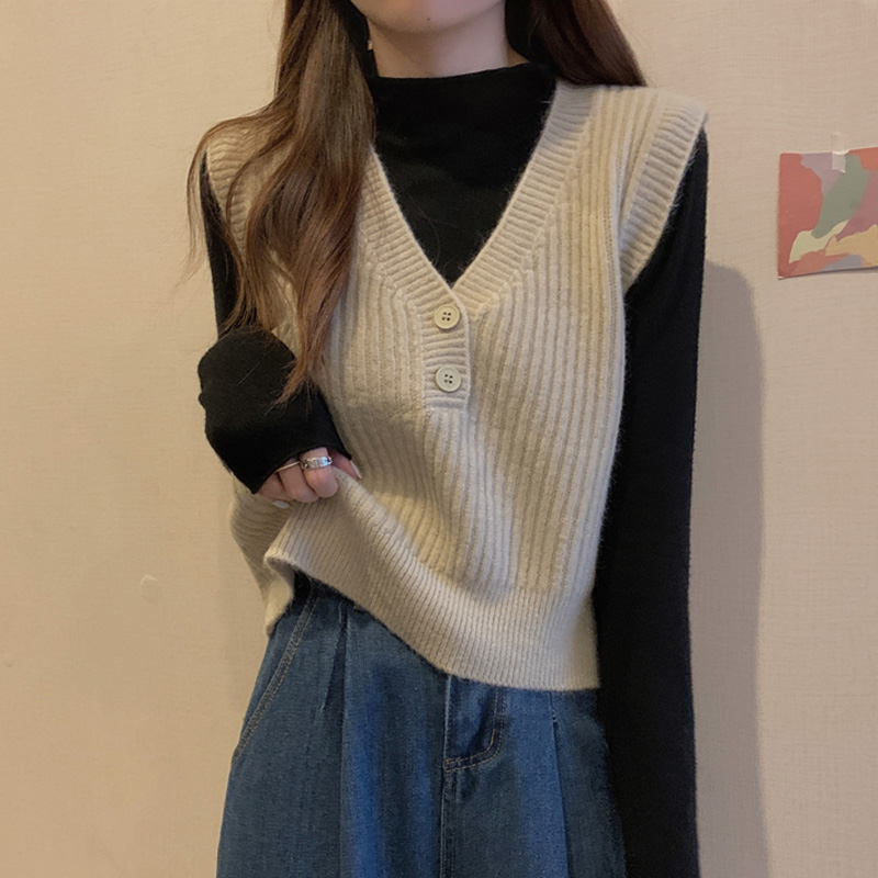 针织毛衣马甲女款 2024早春装新款v领叠穿背心早春外搭毛线小马夹