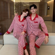 情侣睡衣春秋季2024新款早春高级感ins外贸跨境男女家居服pajamas