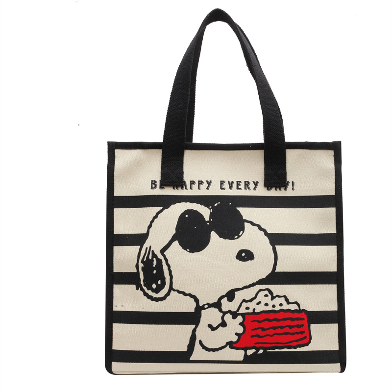 Canvas Bag Ins Korean Style 2023 New Large Capacity Snoopy Bag Portable Bag Student Shoulder Tote Bag