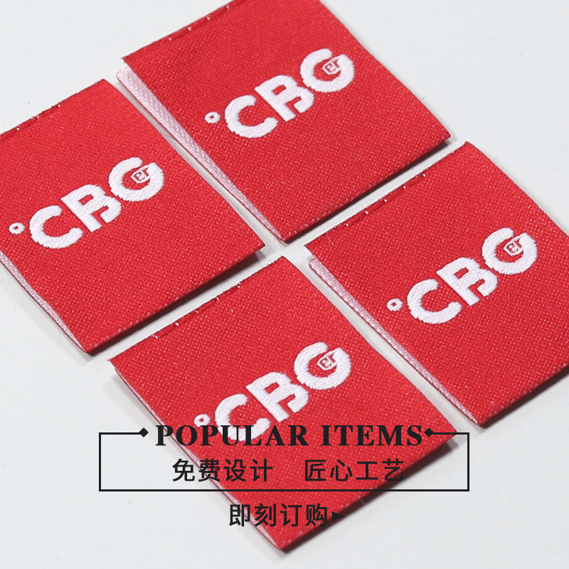 Apparel Woven Label High Filling Density Spun Polyester Thread Woven Label Collar Lable Mark Half Fold Label Free Design