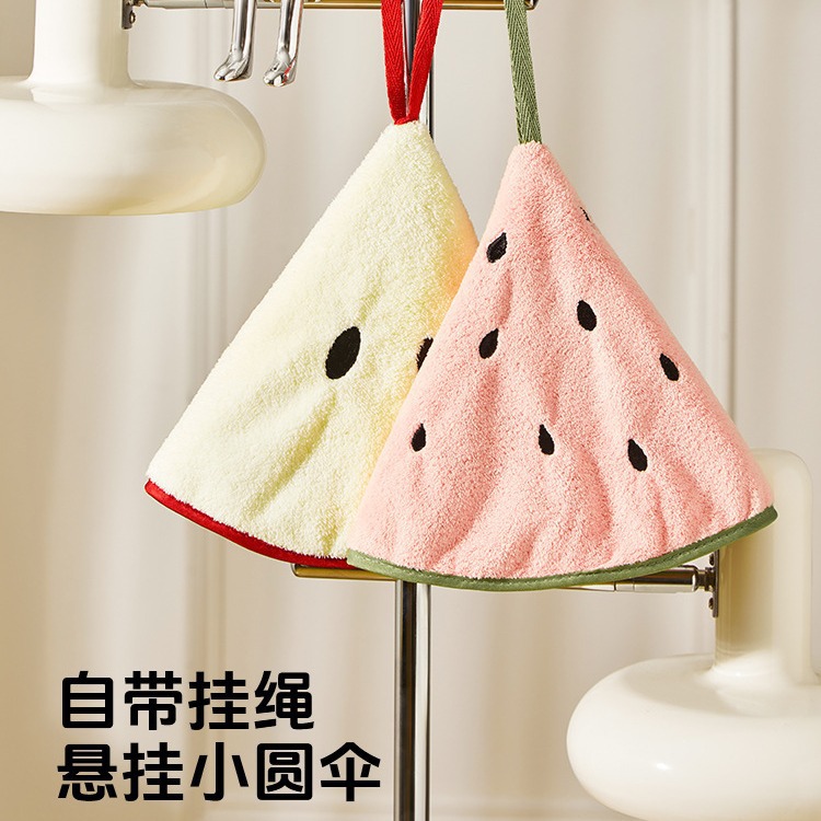 可挂式擦手巾强吸水不掉毛厨房金擦手巾卫生间卡通水果儿童毛巾