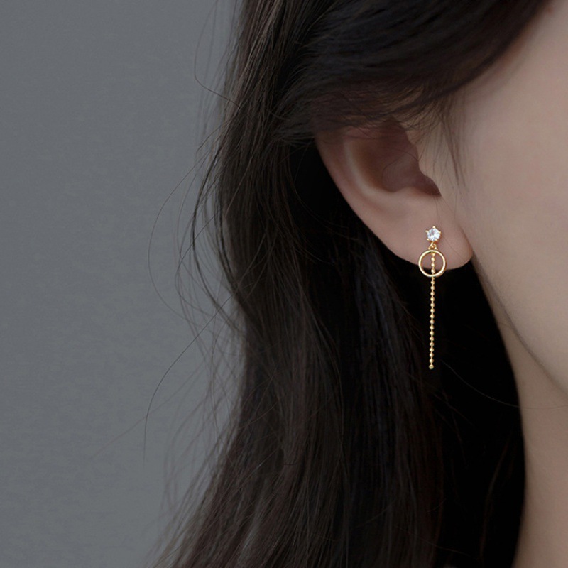 s925银不对称方形耳环女2021年新款潮小众夏季流苏耳钉耳饰-阿里巴巴