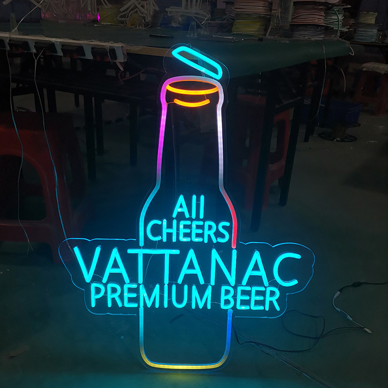 led霓虹灯设计 酒类造型超亮酒吧logo广告牌灯带装饰 闪动霓虹灯